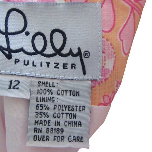 Lilly Pulitzer 2 Piece Skirt and Blouse Set, Pink and White with Cats, Sz 10/ 12 - Picture 8 of 10